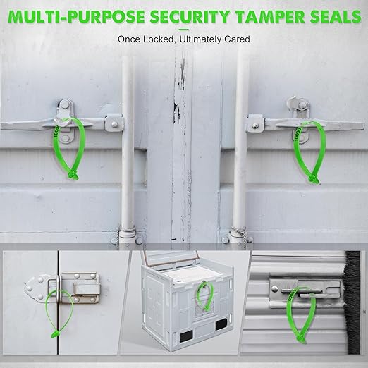 1000 Plastic Truck Door Seal Security Seals Tamper Evident Tite-Lock Security Tags Numbered Safty Disposable Locks for Trailer Logistics Transport Package Shipping (Green)