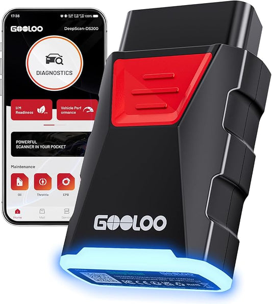 GOOLOO DEEPSCAN DS200 OBD2 Scanner Diagnostic Tool, Bluetooth Wireless All System Diagnostics for iOS & Android, Bi-Directional Control, 8+ Hot Reset, Code Reader, Live Data & Performance Test