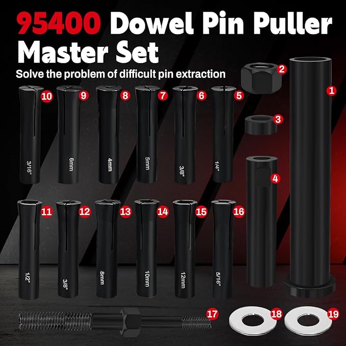 95400 in-Line Dowel Pin Puller Master Set,Dowel Dismantling Tools Easily Remove Dowel Pin,Puller Sets Saving Time and Effort