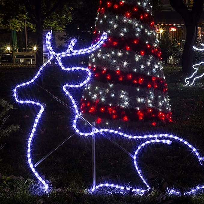 New Upgraded Solar Rope Lights Outdoor Waterproof 19 Modes 300 LED 105ft Solar String Lights with Remote Timing Dimmable Tube Light for Outside Pool Tree Patio Yard Christmas Decoration (300LED-Blue)