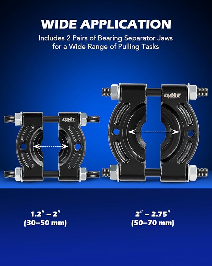 Bearing Puller Set, 5 Ton Capacity Bearing Separator, Pinion Wheel Bearing Removal Kit with 2" and 3" Jaws, Wheel Hub Axle Puller Set, Heavy Duty Bearing Splitter Tool Kit with Blue Case