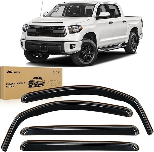 Nilight in-Channel Rain Guards for Toyota Tundra Crew Max 2007 2008 2009 2010 2011 2012 2013 2014 2015 2016 2017 2018 2019 2020 2021, Vent Window Visors, Original Window Deflectors-4PCS