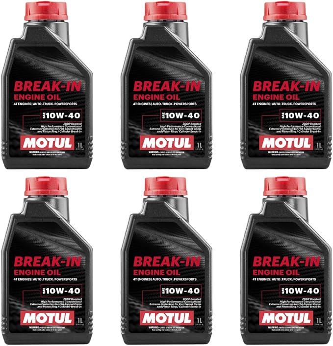 Motul 108080 Break-in Engine Oil 4T Engines Auto Truck Powersports SAE10W-40 Mineral Oil 1-Quart (Pack of 6)