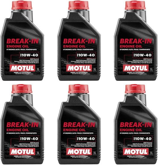 Motul 108080 Break-in Engine Oil 4T Engines Auto Truck Powersports SAE10W-40 Mineral Oil 1-Quart (Pack of 6)