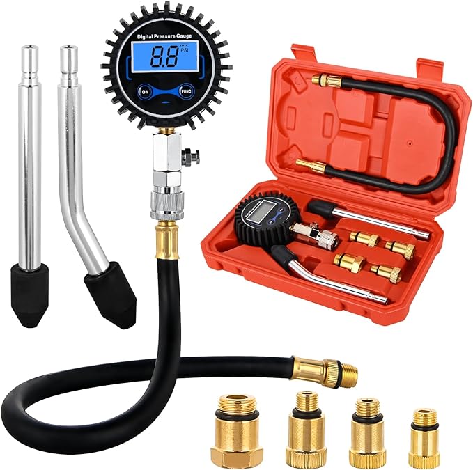 Nilight Compression Tester Kit, Digital Compression Gauge 0-250PSI Automotive Tool for Petrol Gasoline Engine Cylinder Compression Test with Adapter & Hose