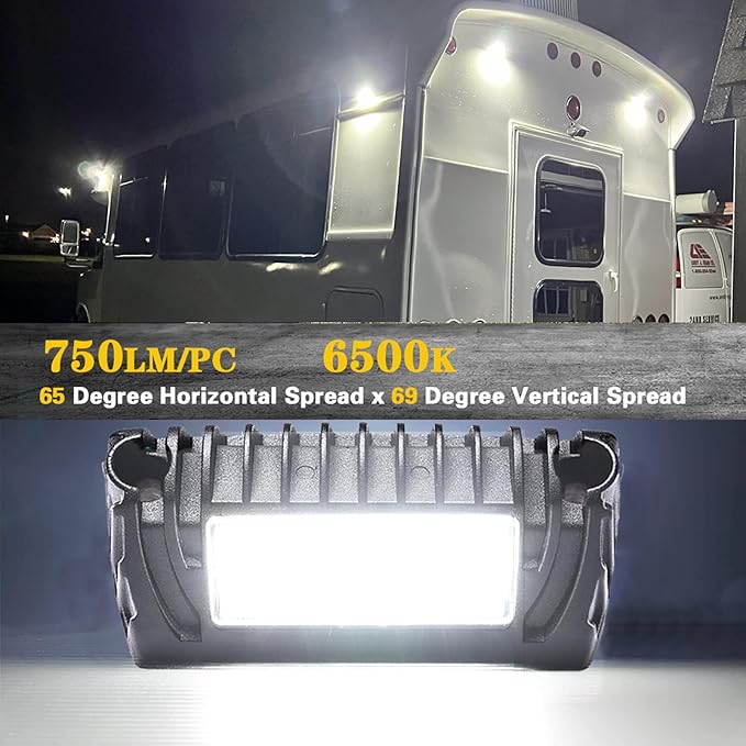 5inch RV Lights Exterior, 2PCS Universal Aluminum RV Porch Light Awning Light Scene Lighting Compatible with RV Outdoor Camper Trailers Porches Towing 5th Wheels Utility Vehicles