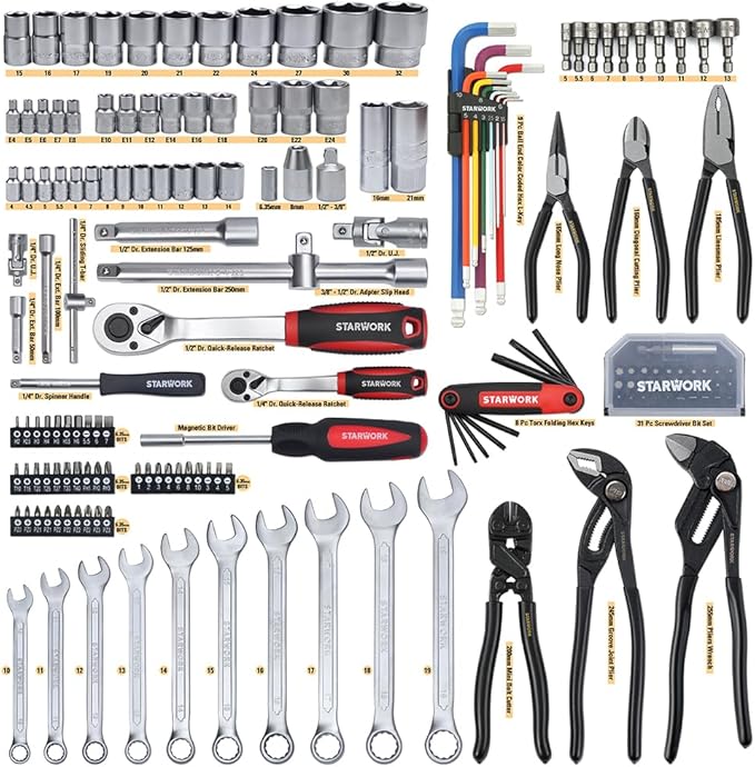 STARWORK TRUE MECHANIC™ 169-Piece Mechanics Tool Set, Professional, Metric