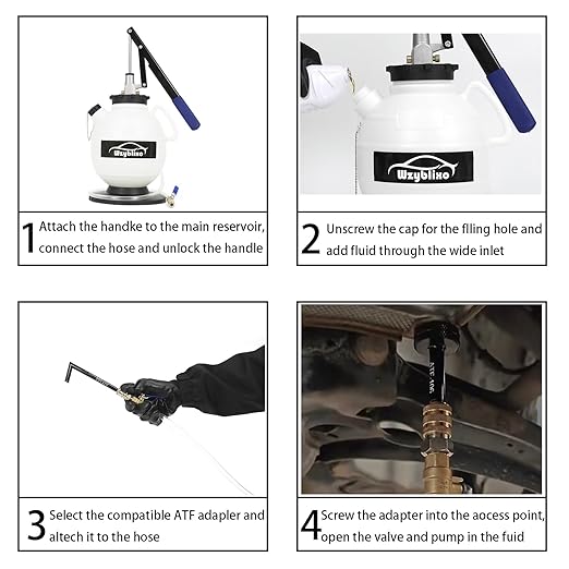 7.5L Transmission Fluid Pump Kit with 15 ATF Adapters, 2 Gallon Manual ATF Refill Kit,Transmission Fluid Transfer Pump (Black)