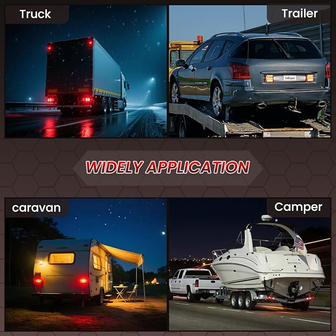 Magnetic Wireless Trailer Lights Kit, IP67 Waterproof Cordless LED Tow Lights w/ 2.4GHz Signal(100ft), 10H Battery - Easy Install for Truck, Trailer, RV, Boat, Camper