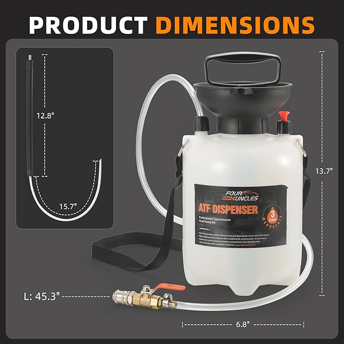 FOUR UNCLES 3L Transmission Fluid Pump - Manual Fluid Transfer Pump with 12 pcs ATF Adapters for Automotive Use, Transmission Fluid Transfer Pump kit