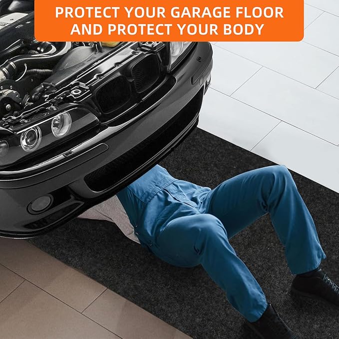 6.6 x 8.5 Ft Oil Spill Mat, Garage Floor Mats for Under Car, LMRSTOO Waterproof Backing Absorbent Mat Protects Floors, Garage Absorb Oil Quickly, Reusable, Washable, Durable（PE）