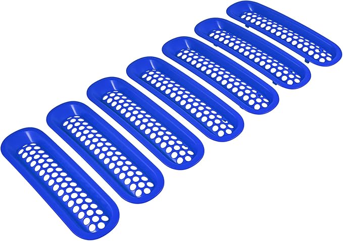 7PCS Front Grill Mesh Inserts for Jeep Wrangler JK JKU Unlimited 2007 2008 2009 2010 2011 2012 2013 2014 2015 2016 2017 2018 Grille Guard Cover Trim Clip-in Exterior Accessories (Matte Blue)