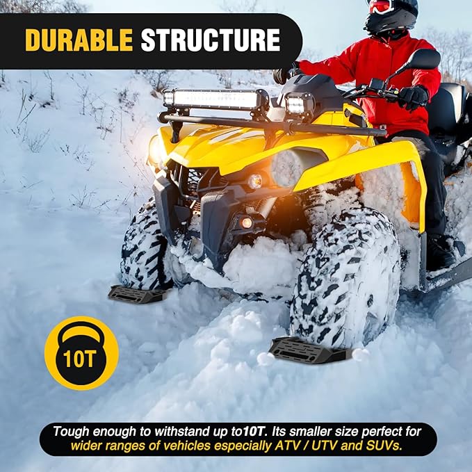 Nilight Recovery Offroad Traction Boards Mini Short Emergency Tire Tracks Mats For 4WD 4X4 ATV UTV on Mud Sand Snow (2PCS Black)