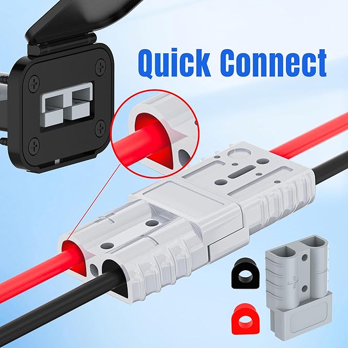 Battery Quick Disconnect Connector, Battery Cable Connector Quick Disconnect Battery Terminal, Anderson Connector, 8Awg Wire Harness Plug Connector Kit for Car Winch Trailer,Forklift