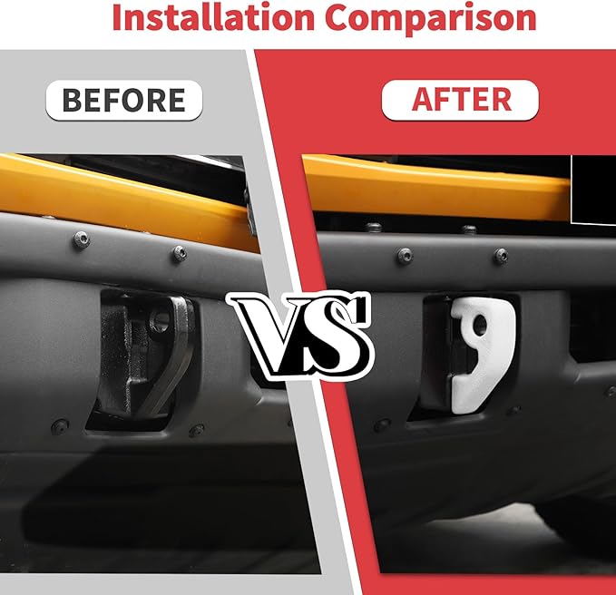 Jimen Fit for Ford Bronco 2021-2024, 2PCS Front Bumper Tow Hook Covers Protector Exterior Accessories (White)