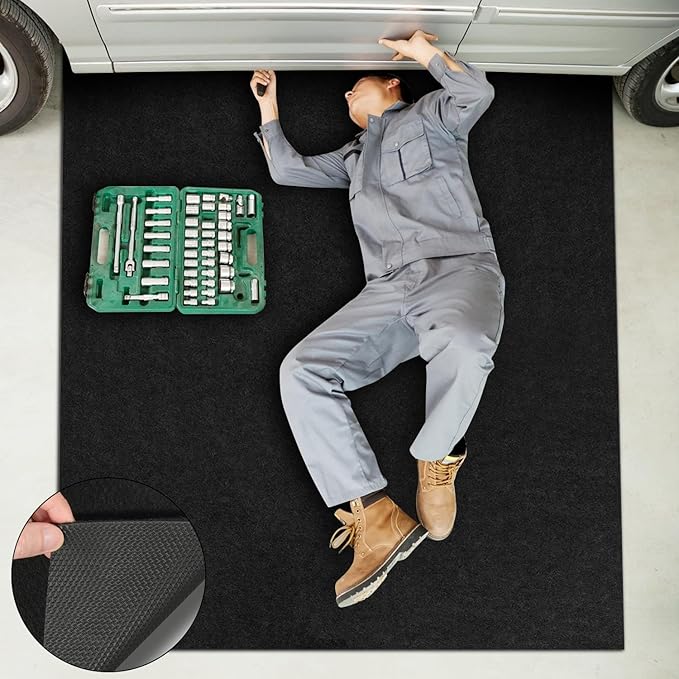 Golener Oil Spill Mat - 59”x72” Garage Floor Mat for Under Car, Absorbent Oil Mat, Rubber Floor Mats, Waterproof, Contain Liquid, Protect Garage Surface from Spills, Reusable, Washable, Durable, Black