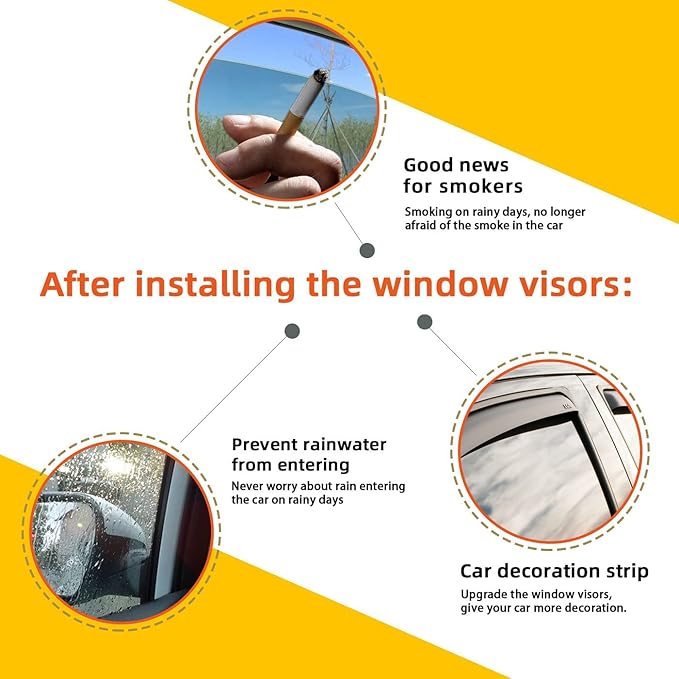 Window Visor Rain Guards Compatible with 2009-2018 Dodge Ram 1500 Quad Cab/Extended Cab,Window Wind Deflector Vent Visors for Trucks Accessories Outside Mount Tape-On 4 Pieces