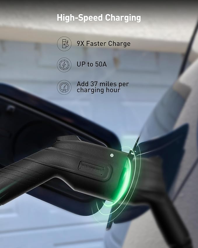 Autel Home Smart Electric Vehicle (EV) Charger up to 50Amp, 240V, Indoor/Outdoor Car Charging Station with Level 2, Wi-Fi and Bluetooth Enabled EVSE, Hardwired,25-Foot Cable,Sierra Blue