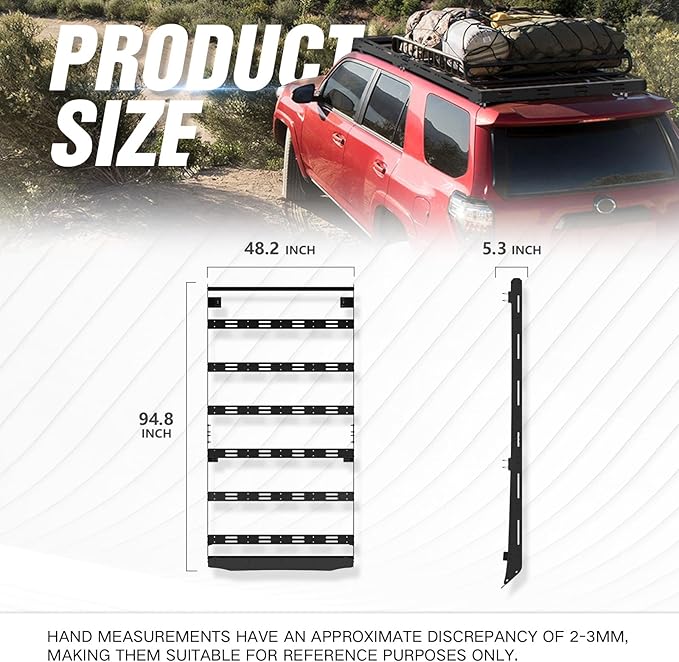 Roof Rack Cargo Basket Full Size Compatible with 2010-2024 Toyota 4Runner 5th Gen, Overland Rooftop Luggage Storage Holder, 800 LBS Platform Style Cargo Carrier for Outdoors Gear
