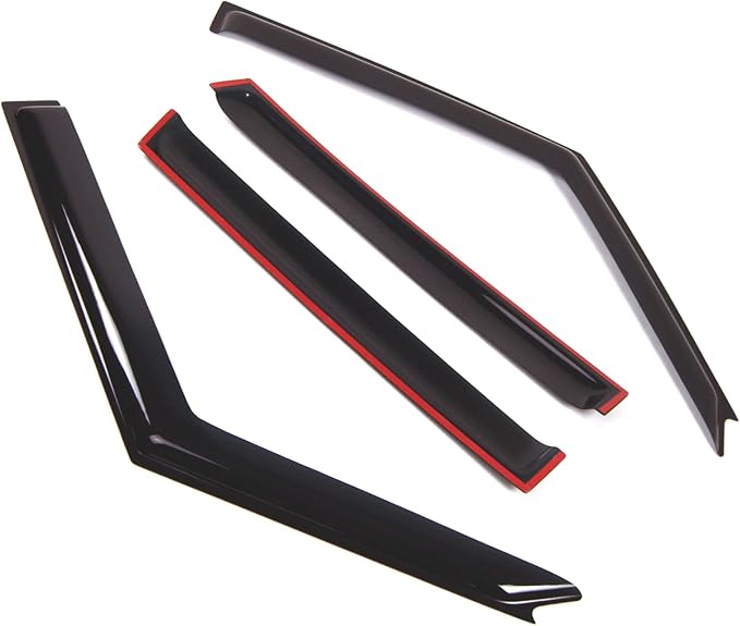 TuningPros Outside Mount Window Vent Visors Rain Guards Compatible with Land Discovery 1994-1998 | Side Window Wind Deflectors Rain Shields | Smoke Tinted, 4 Pcs Set, DGWV-516