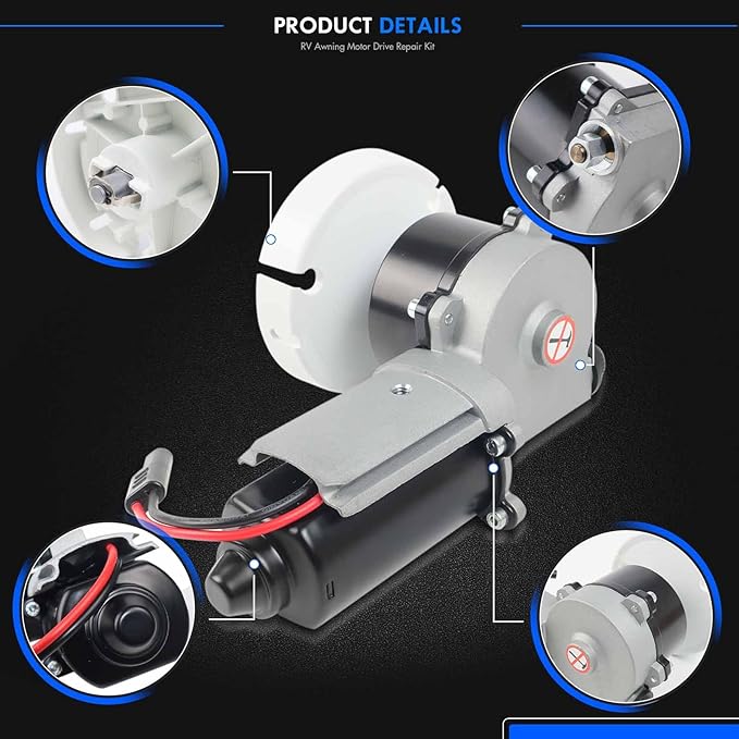 3317084.000B RV Awning Motor Drive Repair Kit Assembly Fit for Dometic 9200 Series Power Awnings Replace# 3316605.001, 3316605.017, White