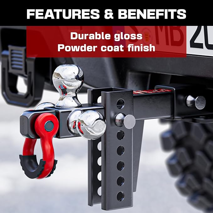 Ayleid Trailer Hitch Tri-Ball Mount with Hook&Pin&Rotatable Tow Shackle,Fits 2-in Receiver with 1-7/8-in,2-in,2-5/16-in Hitch Ball, Adjustable with Shackle