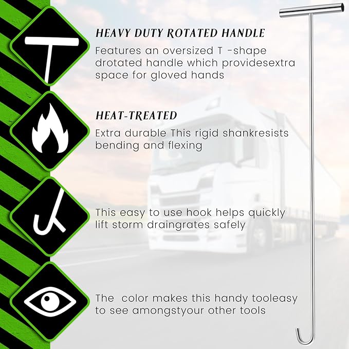 Zonon 2 Pack 31" 5th Wheel Pin Puller Solid Steel Chrome Plated Fifth Wheel Pin Puller Heavy Duty Portable Type Lifting Hooks for Pulling Storm Drain Manhole Covers, J Hook