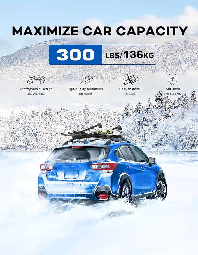 300lbs Roof Rack Cross Bars Compatible with Subaru Crosstrek 2018-2023 & Impreza 2017-2023,Heavy Duty Aluminum Lockable Roof Rails Crossbars Rooftop Luggage
