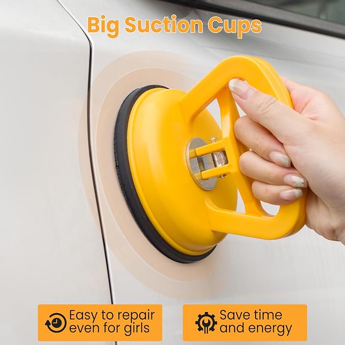 Car Dent Puller Kit, 135pcs Paintless Dent Removal Kit, Car Dent Repair Kit with Golden Lifter, Bridge Puller, Slide Hammer 2 in 1 T-Bar, Dent Puller for Car Refrigerator Door Ding Repair