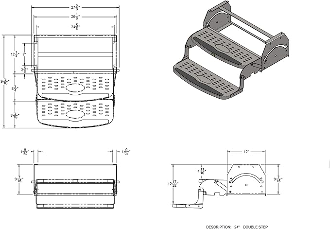 RV Steps 24" Step in Black | RV Stairs | RV Exterior Steps | Camper Steps (Double)