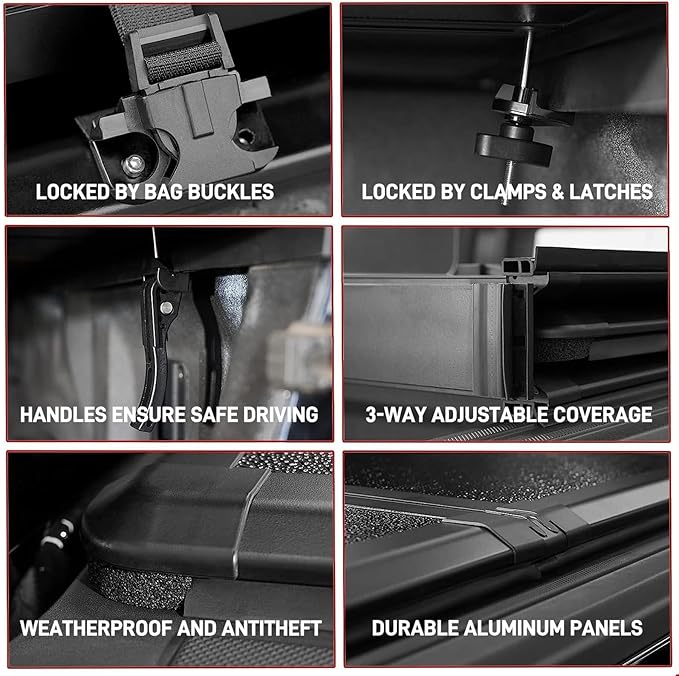 Hard Quad-fold Truck Bed Tonneau Cover Compatible with 6.5 FT (79") 2014-2018 Chevy Silverado/GMC Sierra 1500, 2015-2019 Silverado/Sierra 2500 3500 HD 6.5 FT (79") Bed