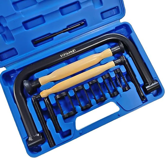 SIXIWANZI 12pcs Valve Spring Compressor Tool with Valve Lapping Tool for Car, Motorcycle, ATV, and Small Engines