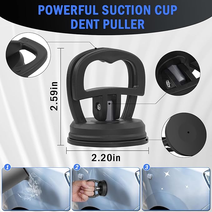 Super PDR Car Dent Puller Kit, Dent Remover Tool with High Adhesive Puller Tabs & Glue Sticks, 2-in-1 Slide Hammer T-bar, Dent Reflector Board, Paintless Dent Removal PDR Tools for Dent Repair