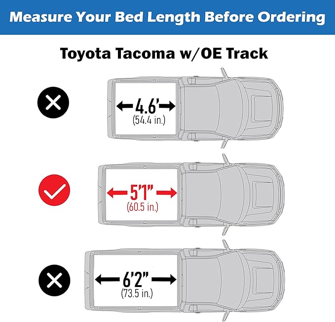 EZ Fold Hard Tonneau Cover Fits 2024-2026 Toyota Tacoma w/OE Track System 5'1" Bed (60.5")