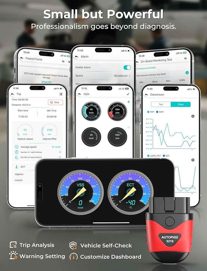 AUTOPHIX 3210 OBD2 Scanner Bluetooth, Wireless Code Reader for Car - Check Engine Light & Battery - Easy DIY Car Diagnostic Scanner Tool for 1996+ Vehicles, No Subscription Fee for iPhone & Android