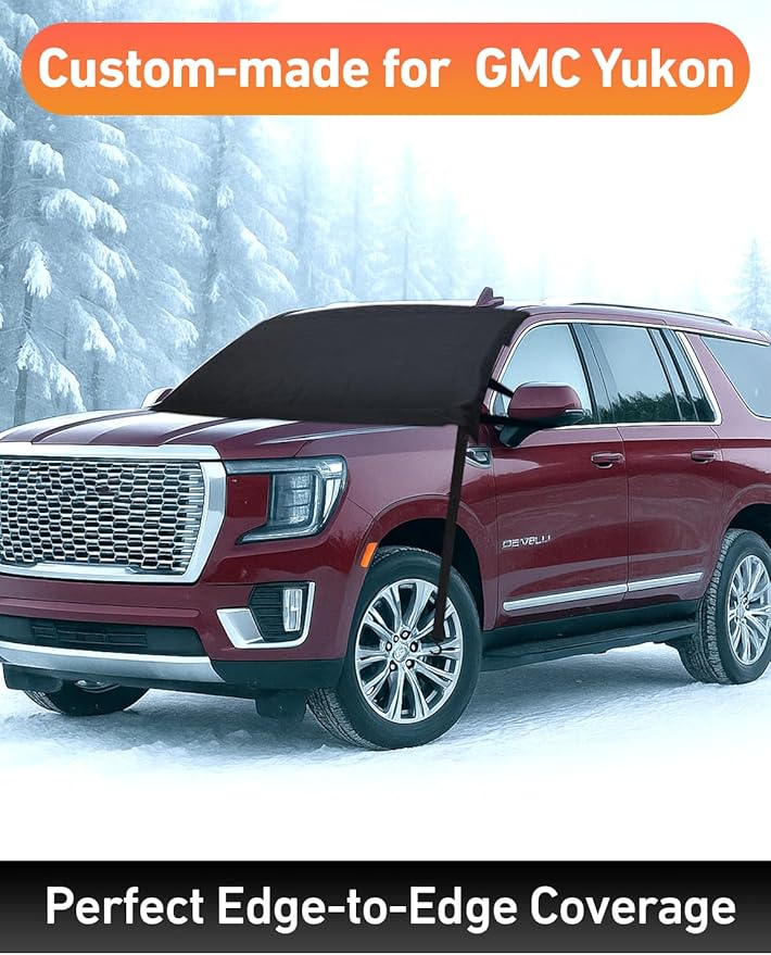 EcoNour Car Snow Cover Compatible for GMC Yukon | Windshield Cover for Ice and Snow with S-Hook Straps | Heavy-Duty 600D Oxford Winter Car Cover, Waterproof & Anti-Slip