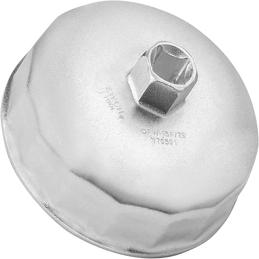 Jetech Oil Filter Cap Wrench for Toyota Nissan Subaru Kia, 79mm 15 Flute Precision Oil Filter Cap Remover Tool Socket Type