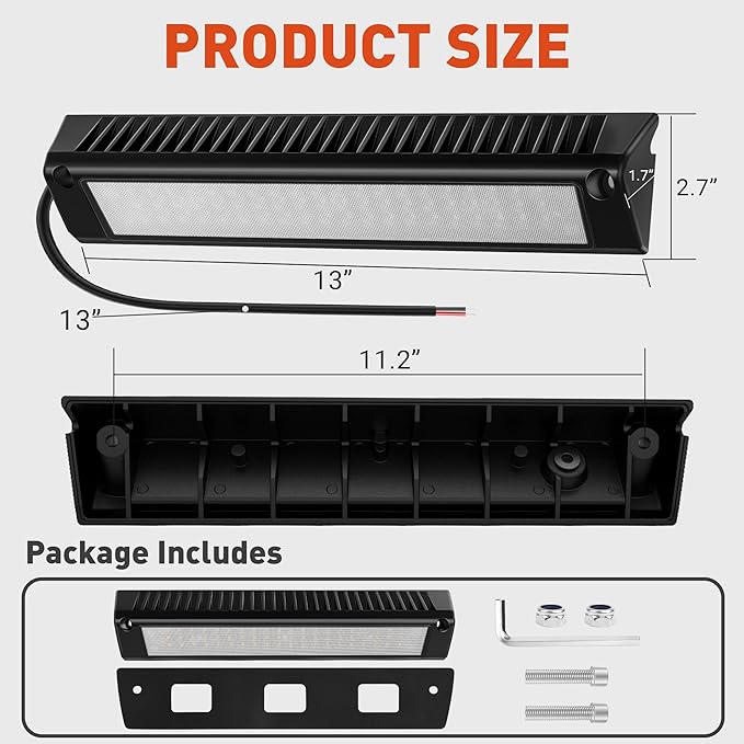 LED RV Exterior Porch Utility Light Waterproof 10-30V DC Low Current 13" Lighting Fixture 90W 2800LM Aluminum Base led Scene Lighting for RV, Trailer, Camper(6000K Nature White)