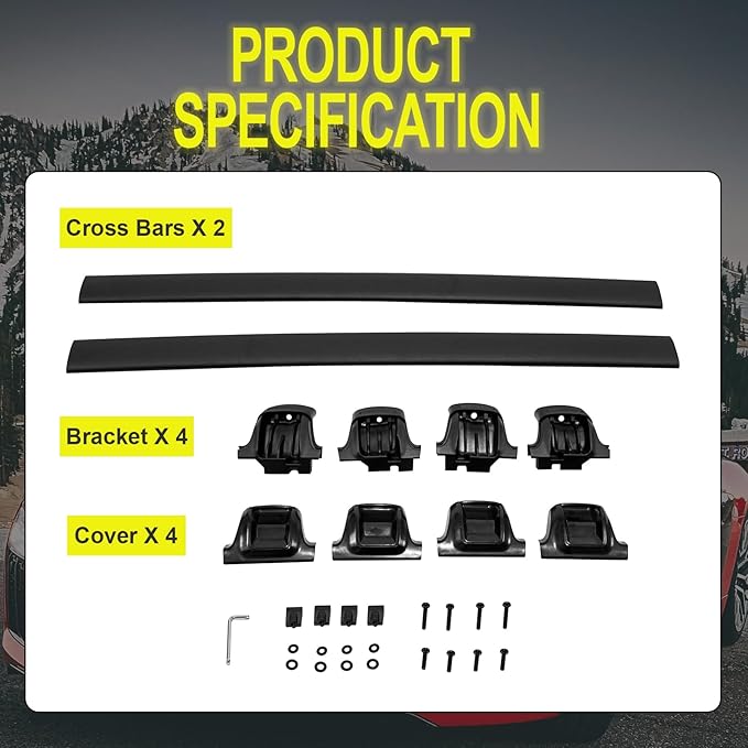 2PCS Roof Rack Cross Bars Fit for Toyota Sequoia 2023 2024 2025 2026 Roof Luggage Carrier Crossbars Aluminum (Black)