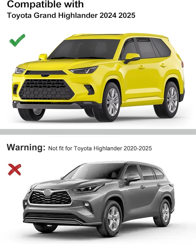 in-Channel Window Rain Guards Fit for Toyota Grand Highlander 2024 2025 2026 Extra Durable Rain Guards Side Window Deflectors Vent Visors Vent Shades Car Accessories Visors -4 pcs