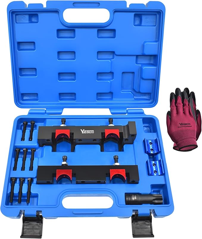 Camshaft Locking Alignment Timing Tool Kit, Compatible with Mercedes Benz M133 M270 M274, 15pcs Set with Carrying Case & Gloves