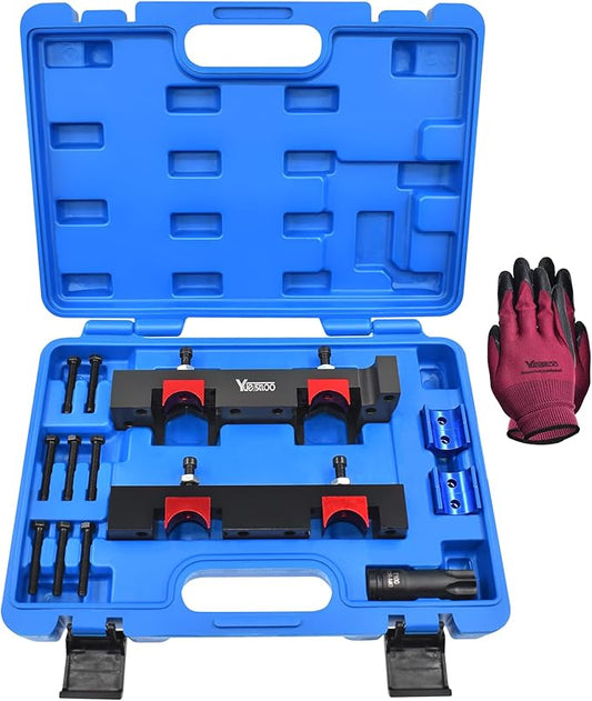 Camshaft Locking Alignment Timing Tool Kit, Compatible with Mercedes Benz M133 M270 M274, 15pcs Set with Carrying Case & Gloves