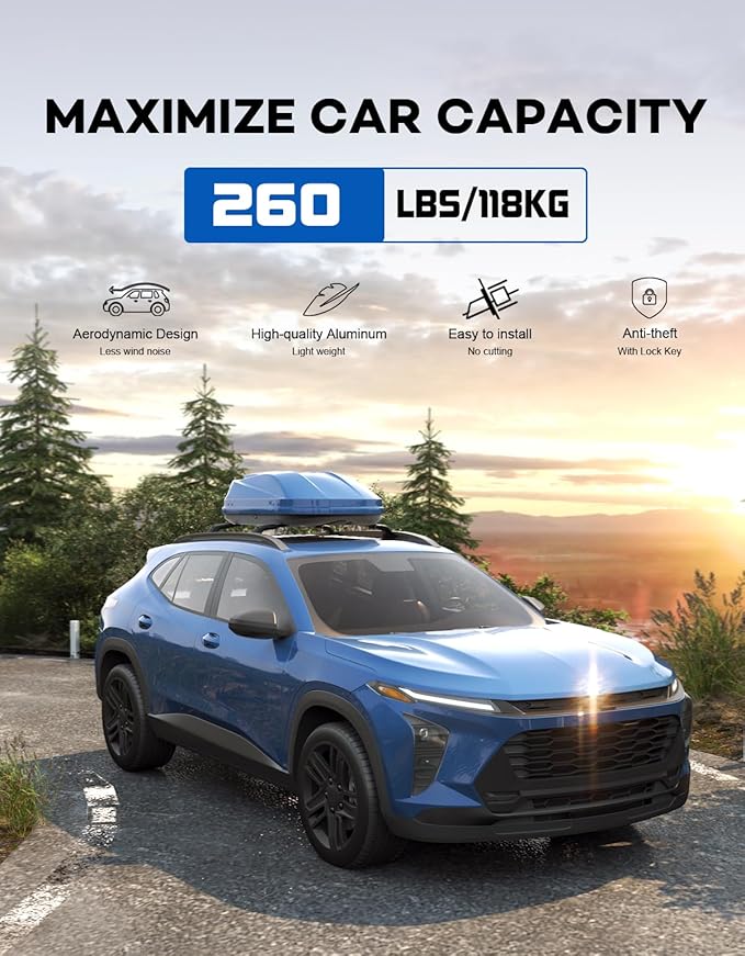 Lockable 260lbs Roof Rack Cross Bars Compatible with Chevy Chevrolet Trax 2023 2024 2025 2026 2RS ACTIV LT,Heavy Duty Aluminum Roof Rails Crossbars Cargo Canoe Black Rooftop Luggage.