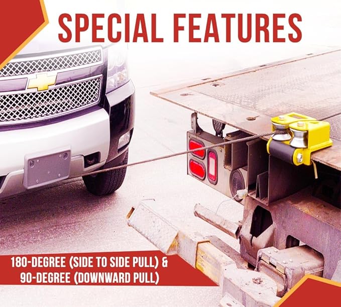 Mytee Products 1 Pack 3/8" x 75' Swaged Winch Cable Wire w/Self Locking Swivel Hook - 20,400 lbs Ultimate BS & 1 Pack Side Puller Recovery Tool for Vehicle Towing & Angled Winching - 9,000 lbs WLL