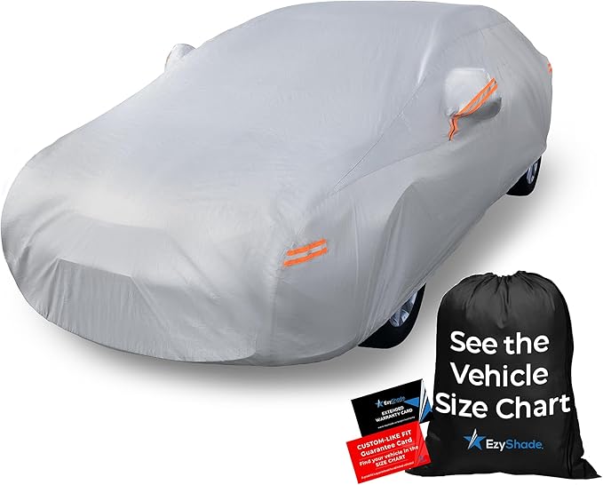 EzyShade 10-Layer Car Cover Waterproof All Weather. See Vehicle Size-Chart for Accurate Fit. Outdoor Full Exterior Covers for Automobiles Sedan Hatch SUV Rain Sun Protection. Size A3 (See SizeChart)