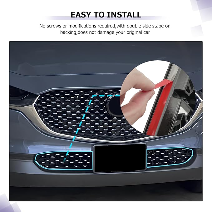 LUWU Front Grill Mesh Compatible With 2020-2025 2026 Mazda CX-30 Front Mesh Grill Inserts Trims Front Mesh Grille Cover Guard for 2025 2026 Mazda CX30 Car Exterior Accessories ABS Material 2PCS