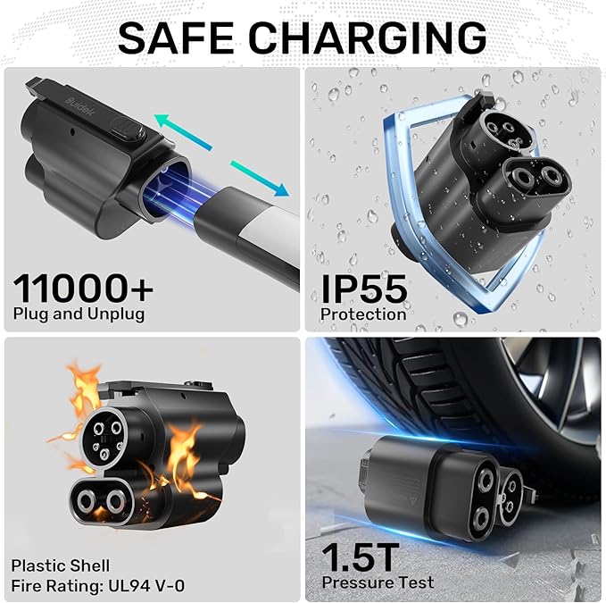 Tesla Supercharger NACS to CCS Adapter,250kW Fast Charger, NACS to CCS1 for V1/V2/V3/V4 NACS Charging Stations, Tesla to CCS Charger Adapter Compatible with Ford, Rivian, GM EVs