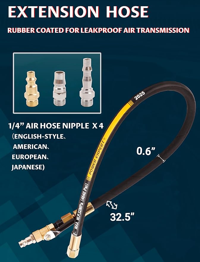 Pneumatic Injector Puller - Heavy Duty Engine Puller Tool for Diesel & Gas Injectors, Universal Fit with Adapters (23pcs)