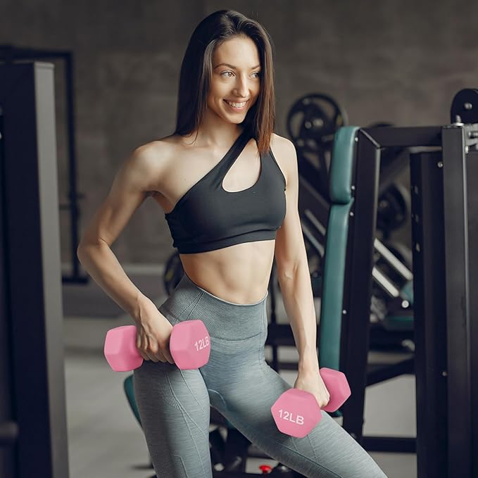 MADOG Dumbbell Set, Anti-Slip Neoprene Coated Hexagon Hand Weights for Home Gym Equipment Workouts Strength Training