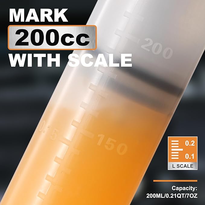 FOUR UNCLES 200cc Fluid Extractor & Fill Pump for Automotive Use - Oil Syringe with a 23" Hose & Two 12" Extension Tubes for Easy Oil Change